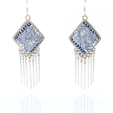 #product_nClassic Hand Dyed Batik Handmade Miao Silver Earringsame# - it&itself