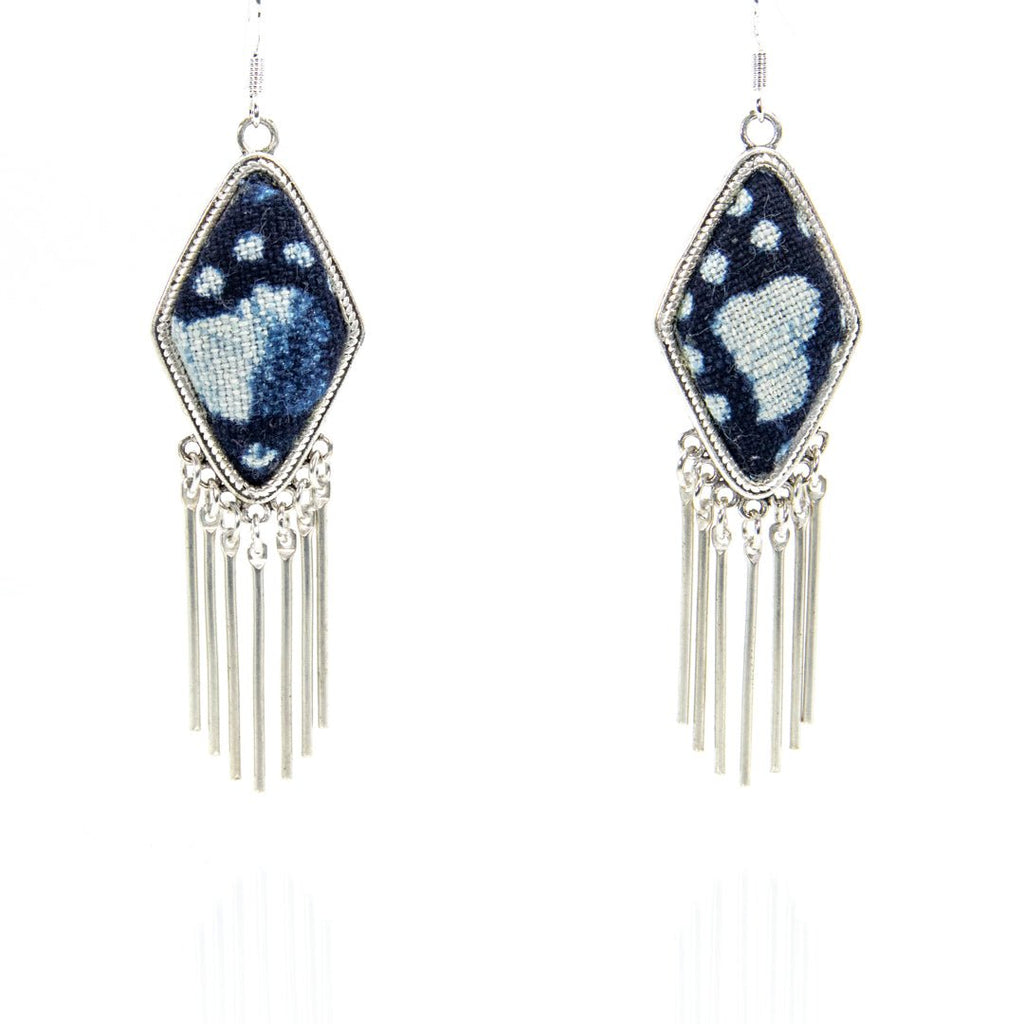 #product_nClassic Hand Dyed Batik Handmade Miao Silver Earringsame# - it&itself