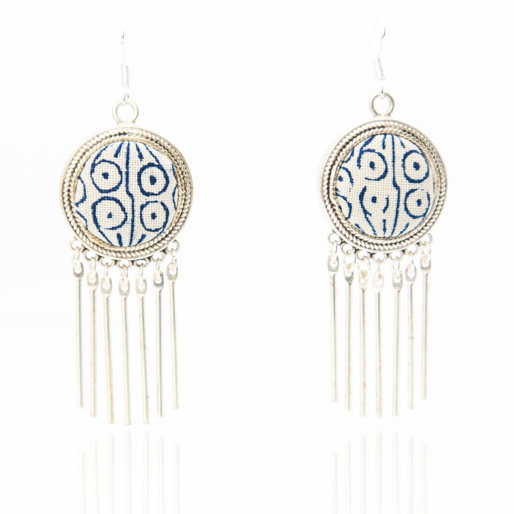 #product_nClassic Hand Dyed Batik Handmade Miao Silver Earringsame# - it&itself