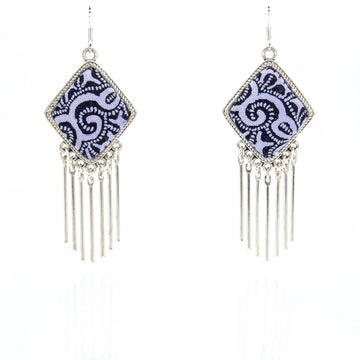 #product_nClassic Hand Dyed Batik Handmade Miao Silver Earringsame# - it&itself