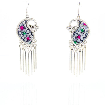 #product_nClassic Hand Dyed Batik Handmade Miao Silver Earringsame# - it&itself