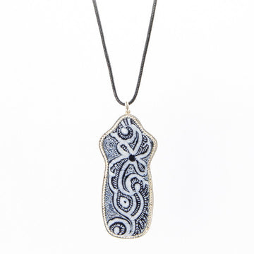 #product_nHand Drawn & Dyed Batik Wax Fabric Silver Necklaceame# - it&itself