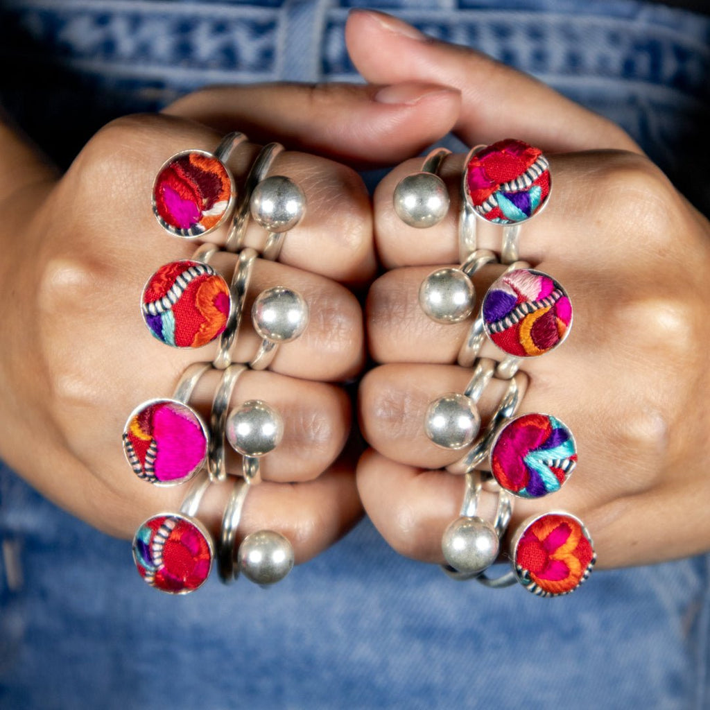 #product_nHand Embroidered Silver Adjustable Ringsame# - it&itself