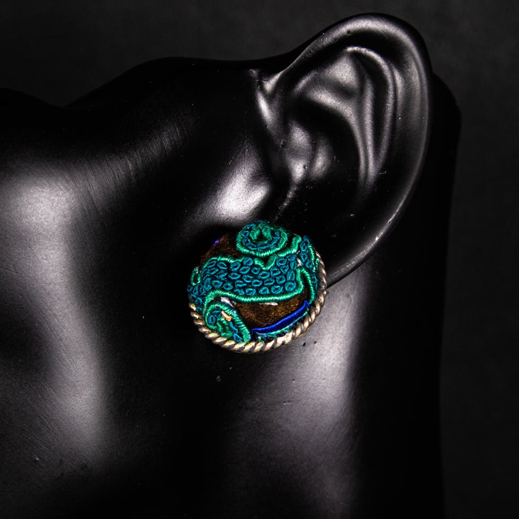 #product_nTraditional Embroidered Hmong Silver Stud Earringsame# - it&itself