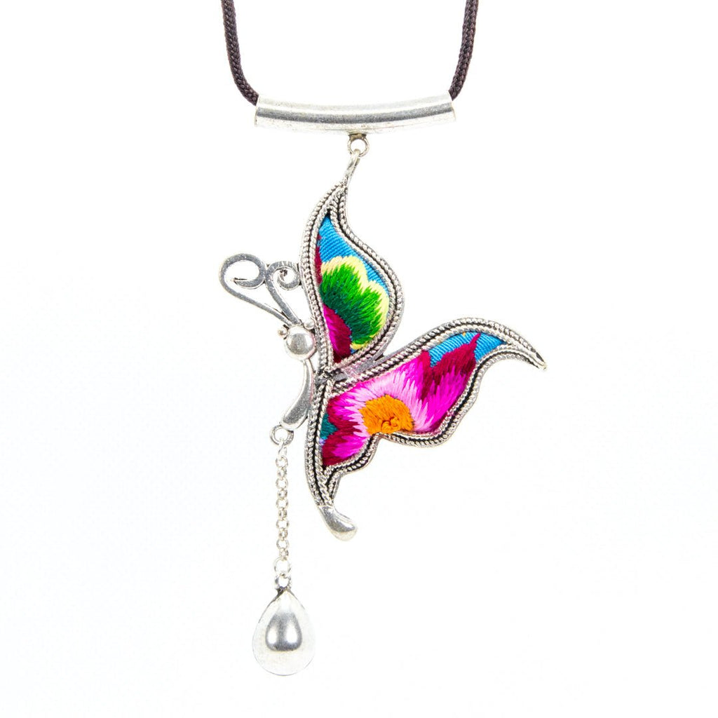 #product_nButterfly Hand Embroidered Miao Silver Tassel Necklaceame# - it&itself