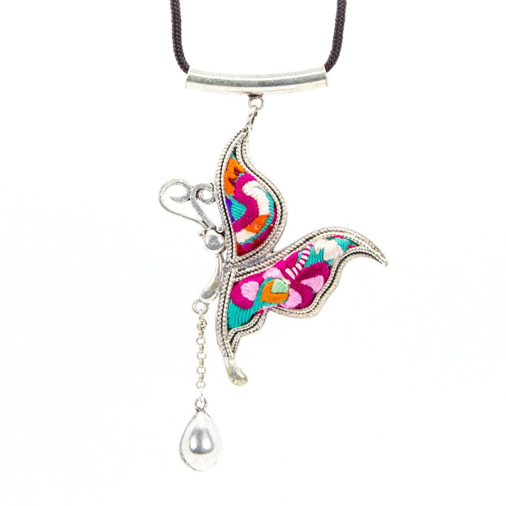 #product_nButterfly Hand Embroidered Miao Silver Tassel Necklaceame# - it&itself