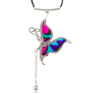 #product_nButterfly Hand Embroidered Miao Silver Tassel Necklaceame# - it&itself