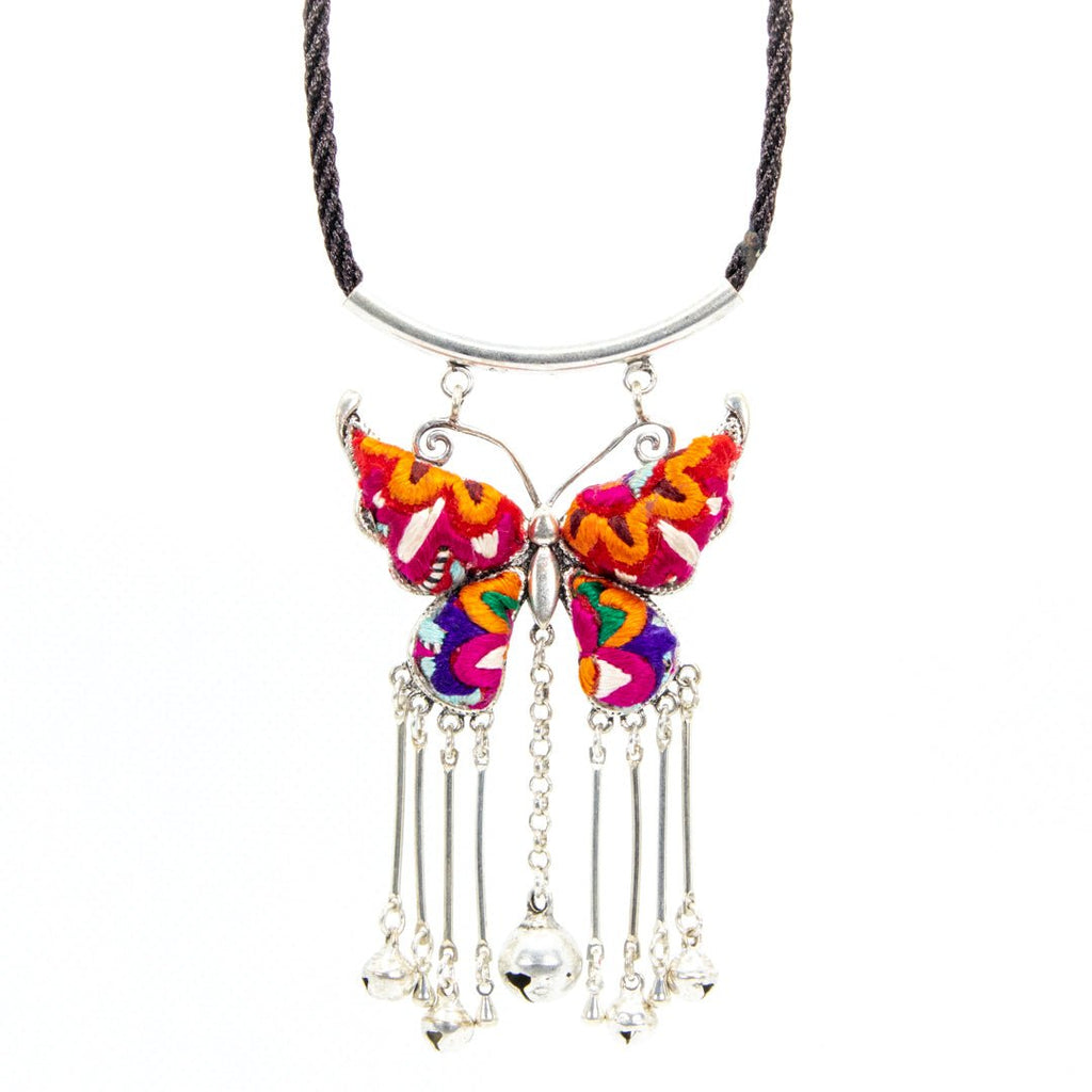 #product_nButterfly Hand Embroidered Miao Silver Tassel Necklaceame# - it&itself