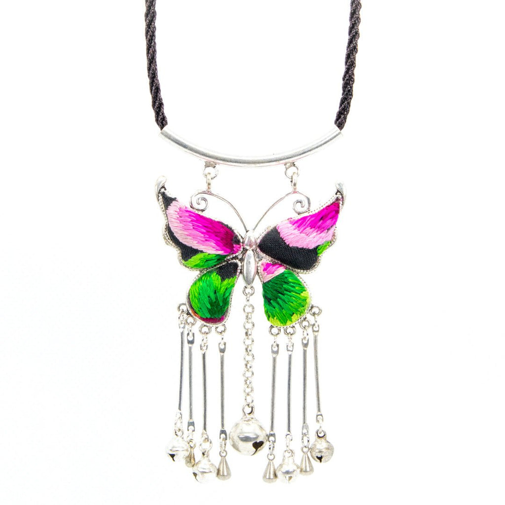#product_nButterfly Hand Embroidered Miao Silver Tassel Necklaceame# - it&itself