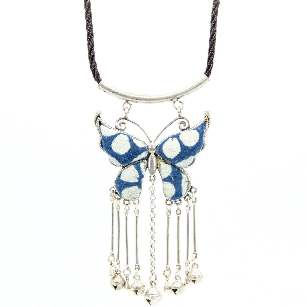 #product_nHand Drawn & Dyed Batik Wax Fabric Silver Necklaceame# - it&itself