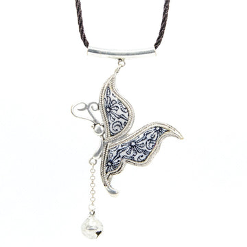 #product_nHand Drawn & Dyed Batik Wax Fabric Silver Necklaceame# - it&itself