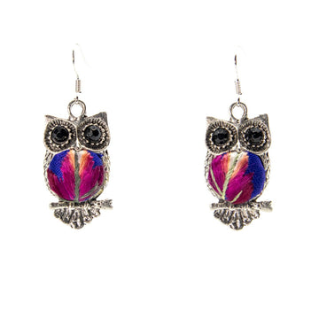 #product_nOwl Shape Vintage Embroidered Miao Silver Earringsame# - it&itself