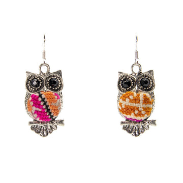 #product_nOwl Shape Vintage Embroidered Miao Silver Earringsame# - it&itself