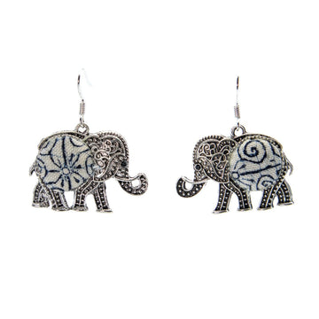 #product_nElephant Shape Hand Dyed Batik Handmade Miao Silver Earringsame# - it&itself