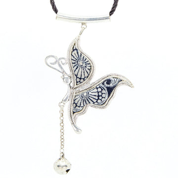 #product_nHand Drawn & Dyed Batik Wax Fabric Silver Necklaceame# - it&itself