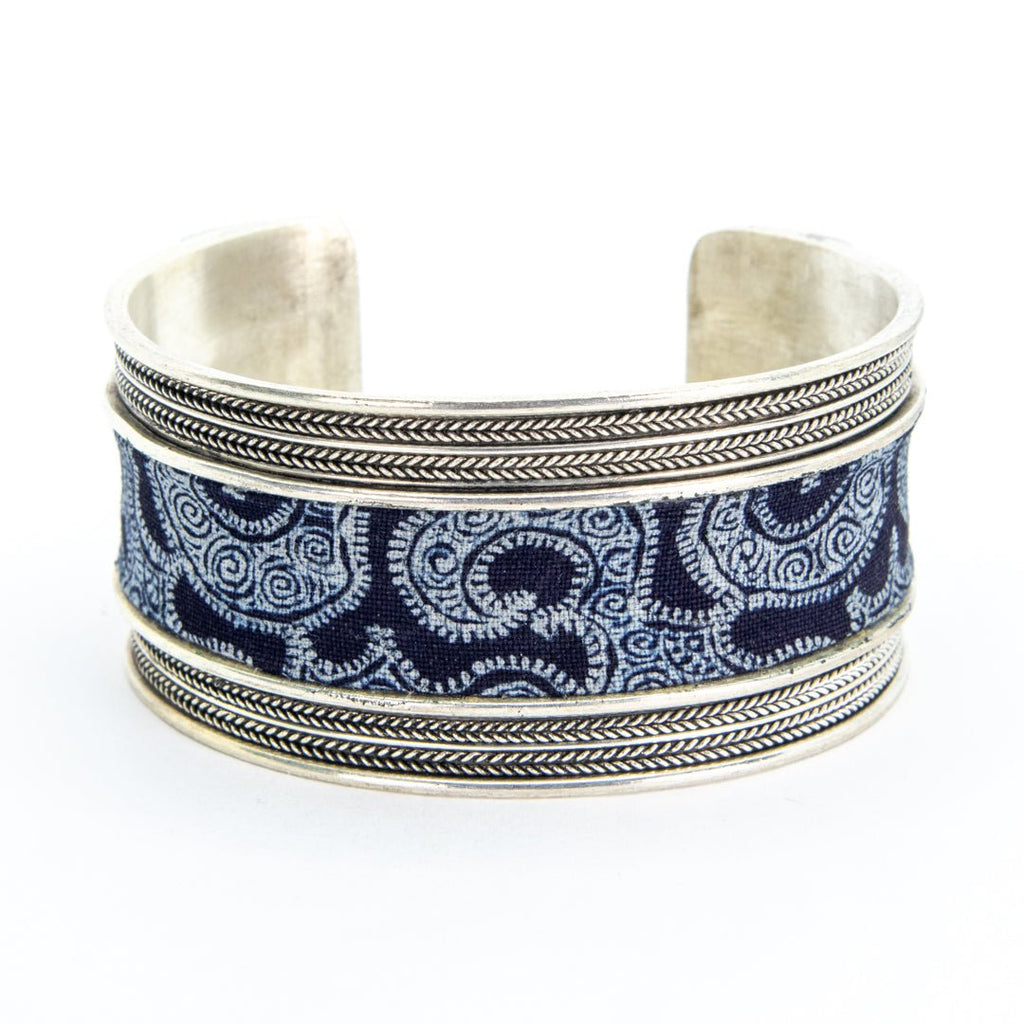 #product_nAntique Hand Drawn & Dyed Batik Fabric Silver Banglesame# - it&itself