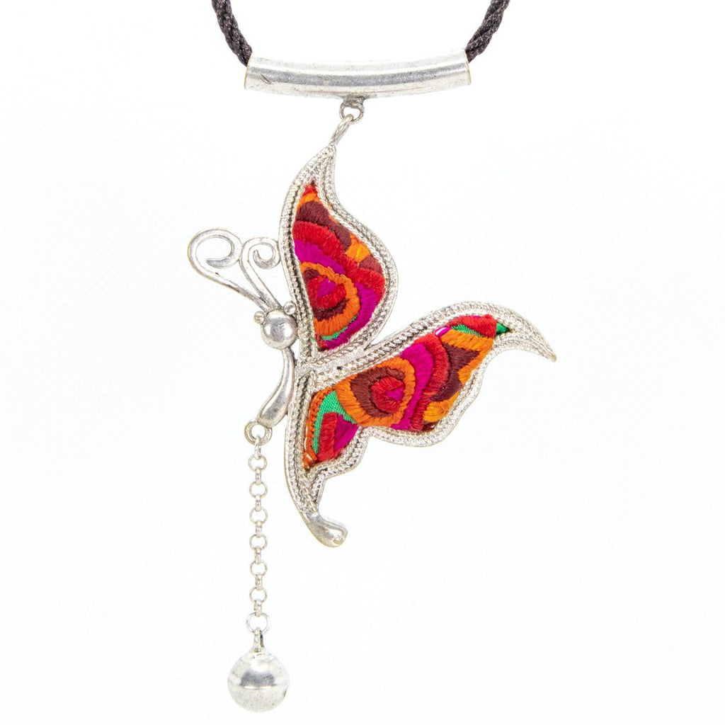 #product_nButterfly Hand Embroidered Miao Silver Tassel Necklaceame# - it&itself